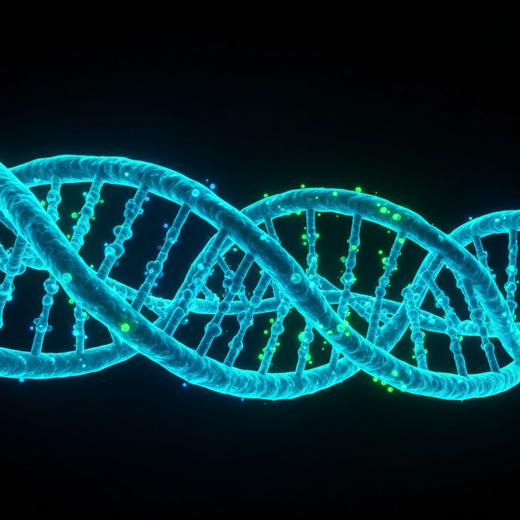 DNA double helix representing BPC-157 cellular analysis research