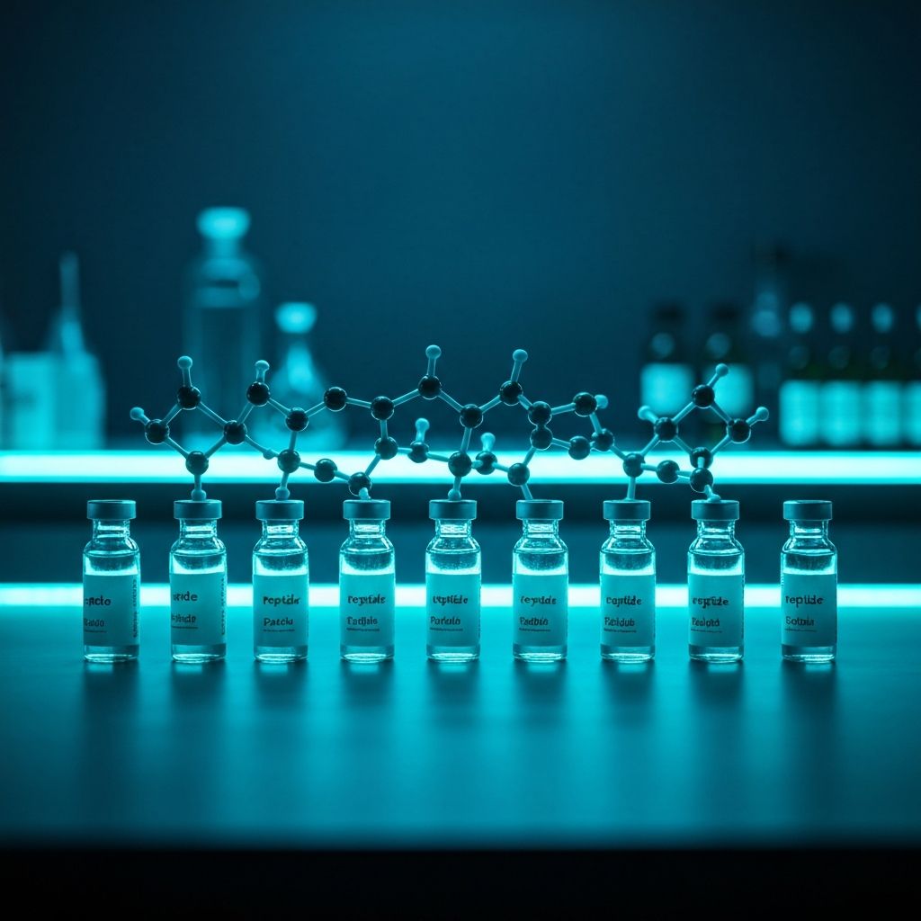 Molecular protein structures representing peptide stacking combinations